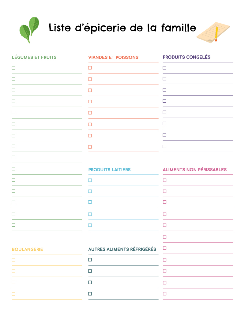Liste d'épicerie 